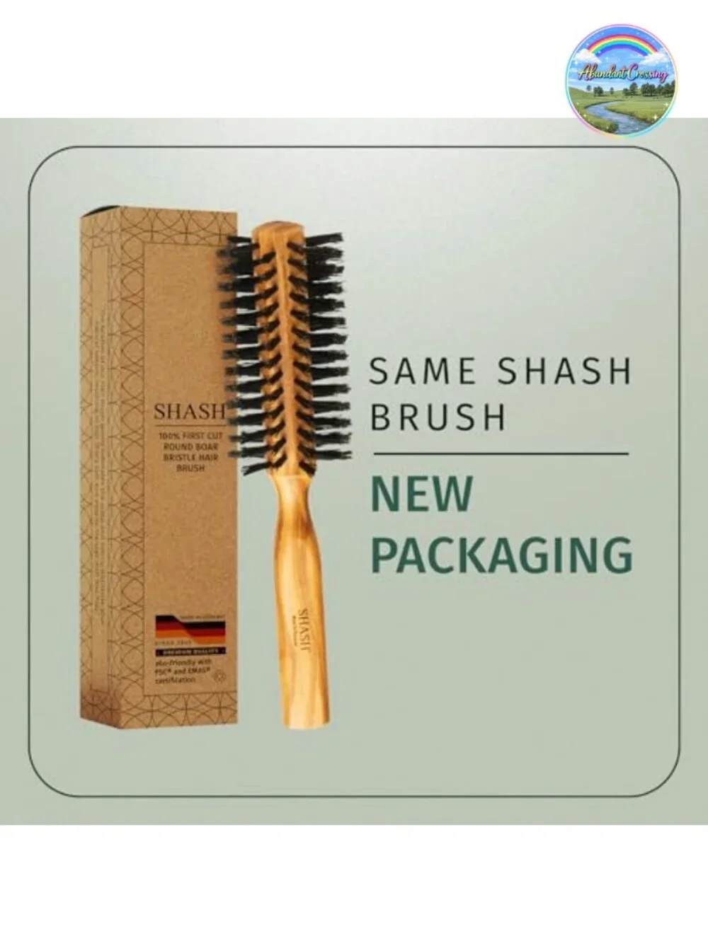 Boar Bristle Round Hair Brush for Volume, Anti-Frizz, Blowout Styling, Wooden